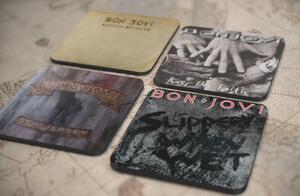 人気レア!《ボン・ジョヴィ -Bon Jovi》オリジナル・アルバム ジャケット デザイン コルク製 コースター 4個セット-1-4(1)