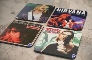 人気レア!《ニルヴァーナ-Nirvana》オリジナル・アルバム ジャケット デザイン コルク製 コースター 4個セット (9-12) (3)