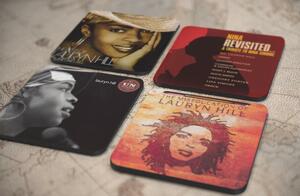 人気レア!《ローリン・ヒル- Lauryn Hill》オリジナル・アルバム ジャケット デザイン コルク製 コースター 4個セット-1-4(1)