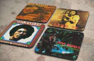 人気レア!《ボブ・マーリー-Bob Marley》オリジナル・アルバム ジャケット デザイン コルク製 コースター 4個セット-9-12(3)