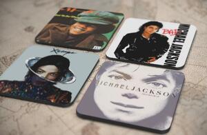 人気レア!《マイケル・ジャクソン-Michael Jackson》オリジナル・アルバム ジャケット デザイン コルク製 コースター 4個セット-5-8(2)