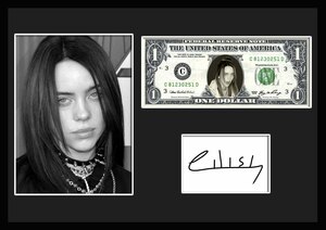 【ビリー・アイリッシュ/Billie Eilish】POP/ポップ/Bad Guy/バッド・ガイ/写真/サインプリント本物USA1ドル札フレーム証明書付/モノクロ-5