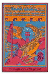 ブリキ看板【Rock Poster/ロックポスター】雑貨/ヴィンテージ/メタルプレート/レトロ/アンティーク風/61-Moby Grape 1966