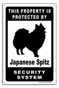 雑貨【Japanese Spitz/日本スピッツ】dog/ドッグ/犬/イヌ/セキュリティサイン/メタルプレート/ブリキ看板/Tin Sign-134