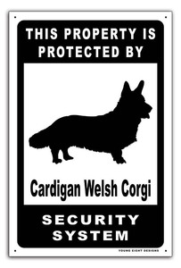 雑貨【Cardigan Welsh Corgi/ウェルシュ・コーギー・カーディガン】dog/犬/イヌ/セキュリティサイン/メタルプレート/ブリキ看板/Tin-79