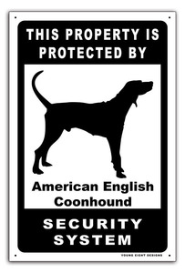 雑貨【American English Coonhound/イングリッシュ・クーンハウンド】dog/犬/イヌ/セキュリティサイン/メタルプレート/ブリキ看板/Tin-31