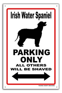雑貨【Irish Water Spaniel Dog/アイリッシュ・ウォーター・スパニエル】ドッグパーキング/ガレージサイン/メタルプレート/ブリキ看板/Tin-