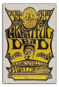 ブリキ看板【Rock Poster/ロックポスター】雑貨/ヴィンテージメタルプレート/アンティーク風/181-Grateful Dead 1966/グレイトフル・デッド