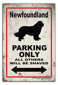 雑貨【Newfoundland dog/ニューファンドランド】ドッグパーキング/メタルプレート/ブリキ看板/ヴィンテージ/サビ風-160