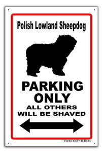 雑貨【Polish Lowland Sheepdog Dog/ポリッシュ・ローランド・シープドッグ】パーキング/ガレージサイン/メタル/ブリキ看板/Tin Sign-174
