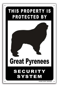 雑貨【Great Pyrenees Dog/グレート・ピレニーズ】ドッグ/dog/犬/イヌ/セキュリティサイン/メタルプレート/ブリキ看板/Tin Sign-120