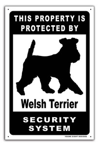 雑貨【Welsh Terrier Dog/ウェルシュ・テリア】Dog/ドッグ/犬/セキュリティサイン/メタルプレート/ブリキ看板/Tin Sign-210