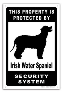 雑貨【Irish Water Spaniel Dog/アイリッシュ・ウォーター・スパニエル】ドッグ/犬/セキュリティサイン/メタルプレート/ブリキ看板/Tin-131