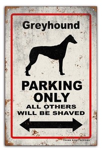 雑貨【Greyhound Dog/グレイハウンド・ドッグ】ドッグパーキング/メタルプレート/ブリキ看板/ヴィンテージ/サビ風-126