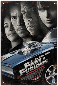 雑貨【ワイルド・スピード/The Fast and the Furious】人気映画シリーズ/メタルプレート/ブリキ看板/ヴィンテージ風/Tin Sign/サビ風-4