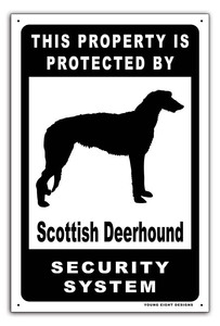雑貨【Scottish Deerhound/スコティッシュ・ディアハウンド】Dog/ドッグ/犬/セキュリティサインメタルプレート/ブリキ看板/Tin-186
