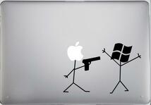 Apple MacBook マックブック ステッカー【Apple vs Windows】黒_画像1