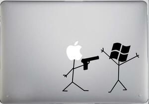 Apple MacBook マックブック ステッカー【Apple vs Windows】黒