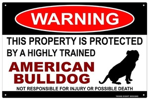 雑貨【American Bulldog/アメリカン・ブルドッグ】WARNING/Dog/ドッグ/犬/警告/ヤードサイン/メタルプレート/ブリキ看板/Tin Sign-120