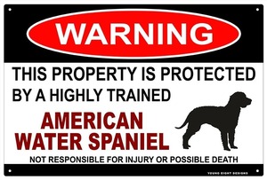 雑貨【Water Spaniel/アメリカン・ウォーター・スパニエル】WARNING/Dogドッグ犬警告/ヤードサイン/メタルプレート/ブリキ看板/Tin Sign136