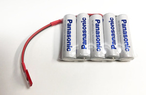 受信機用バッテリー エネループ1900mA 5セル6.0V スポット溶接 透明フィルム 改良型 フタバ型コネクター赤