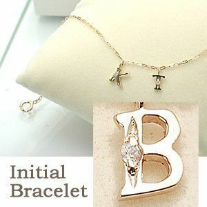  initial bracele block body B diamond 10 gold Gold K10