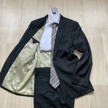 【英国紳士】 ポールスミス　メインライン　Lサイズ　ダークグレー　ストライプ　1B　総裏　セットアップ　スーツ　メンズ　Paul smith_画像1