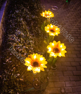 LED solar light person artificial flower fake flower outdoors waterproof sunflower garden plug-in light lawn grass raw light store garden festival Event equipment ornament light 