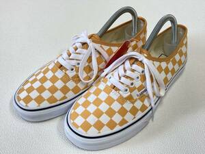 VANS オーセンティック 白xオレンジ系 チェッカー キャンバス US6.5 (24.5cm) アメリカ企画限定!! バンズ Authentic