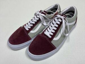 VANS OLD SKOOL エンジ グレー スエード キャンバス 白ライン US11.5 (29.5cm) バンズ オールドスクール アメリカ企画限定!!