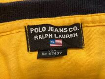 90's POLO JEANS RALPH LAUREN ラルフローレン ロンT カットソー 長袖Tシャツ 袖プリ 黄色 2XL /Tシャツ USA古着 90年代_画像4