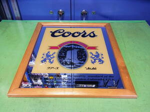 ■■【即決】Coors クアーズ by Asahi パブミラー 非売品！ 木枠に多少の傷みありますが全体的にとても程度の良いUSED品！店舗什器