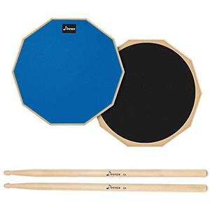 サイズ名:8インチ(青) Donner ドラム練習パッド トレーニングドラム ゴム製 スティック付 消音 (8インチ(青))