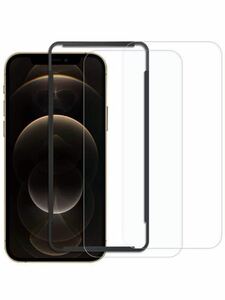 2枚入り iPhone 12 Pro Max 6.7インチ 用 強化 ガラスフィルム 防爆裂 自己吸着 飛散防止 指紋防止 撥水 旭硝子9H 貼付道具付