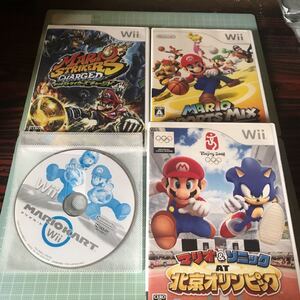 マリオカートWiiとマリオスポーツミックスとマリオ&ソニックとマリオストライカーズのセット Wiiソフト