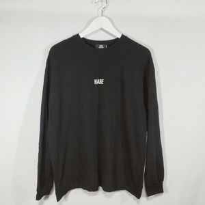 ハレ HARE Tシャツ ロンT カットソー ロゴ 英字 オーバーサイズ 長袖 S 黒 ブラック メンズ /CC