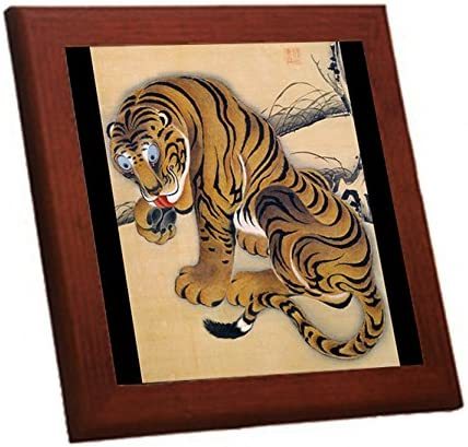 [Reproduction] Ito Jakuchu Tiger Picture Tiger Painting Good Luck Art Panel Art Poster Interior Framed Framed Picture Wall Hanging Interior Painting 19x19cm, Artwork, Painting, others