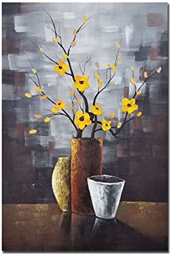 Large Size Hand Painted Hand Painted Modern Art Interior Painting Wall Hanging Flower Vase Art Panel Oil Painting Flower Painting Still Life Art New 60x90cm, painting, oil painting, still life painting