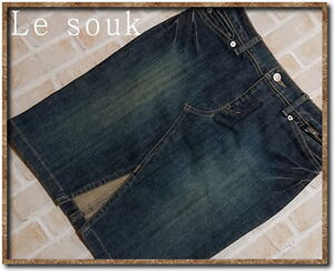  не использовался!!*Le souk Le souk лошадь кожа используя Denim юбка *