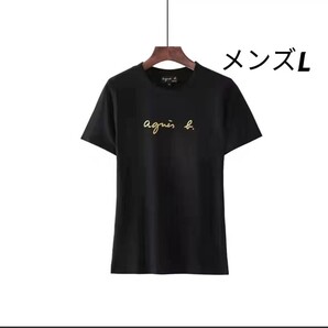agnes b. プリントTシャツ メンズL ゴールドロゴ