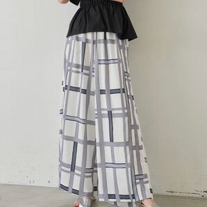 ハンドペイントチェックワイドGパンツ サイズ0