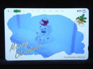 テレカ 105度 Merry Christmas 雪だるま クリスマス 未使用 T-7244