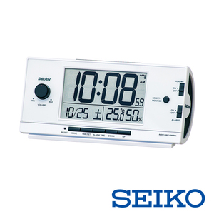 【正規販売店】SEIKO セイコー NR534W クロック 目覚まし時計 電波 デジタル 大音量 PYXIS ピクシス RAIDEN ライデン 白 パール