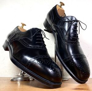 【試し履きのみ/送料無料】ITALY製 Salvatore Ferragamo/フェラガモ ストレートチップ 81/2EEE 27cm相応 黒 ブラック