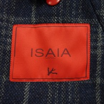 美品◆ISAIA イザイア ウール テーラードジャケット 3B チェック柄 メンズ 44 ネイビー【AFB7】_画像9