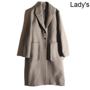 J6155P　▼STUDIO NICHOLSON スタジオニコルソン▼　OUNCE COAT ダブルフェイス メルトン ウール ロングコート グレージュ 2 秋冬 rb mks