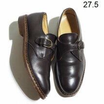 x0120P　▼Paraboot パラブーツ▼　シングルモンクストラップシューズ ダークブラウン 9/27.5cm レザーシューズ 茶 rb mks_画像1