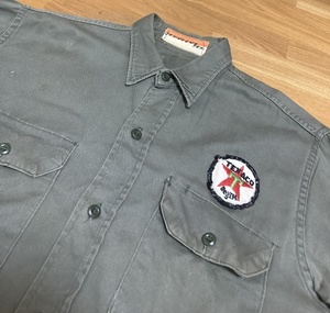 希少 S 40's 50's VINTAGE ELPASO TOWEL SUPPLY ワッペン付き 古着 40年代 ワークシャツ ワークウェア ポケット付き フラップポケット