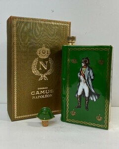 【古酒】CAMUS/カミュ◆NAPOLEON/ナポレオン◆ブック型◆緑陶器◆1246ｇ◆替え栓・箱付 　