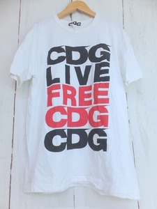 CDG コムデギャルソン・シーディージー 半袖Tシャツ プリントカットソー ホワイト 綿100% SB-T001 AD2018 ギャルソン ジュンヤ